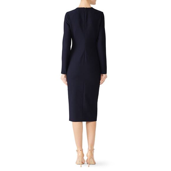 CINQ A SEPT Women's Navy Orange Floral Embroidered Side Slit Lexi Dress Size 8 - Picture 4 of 16